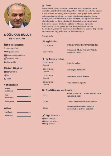 Gemi Kaptanı CV Örnekleri cv indir